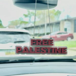 Free Palestine Car Hanging - Wooden Rearview Mirror Car Hanger